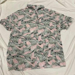 Stranger Things Netflix Casual Pink & Green Button Up Shirt Mens XXL